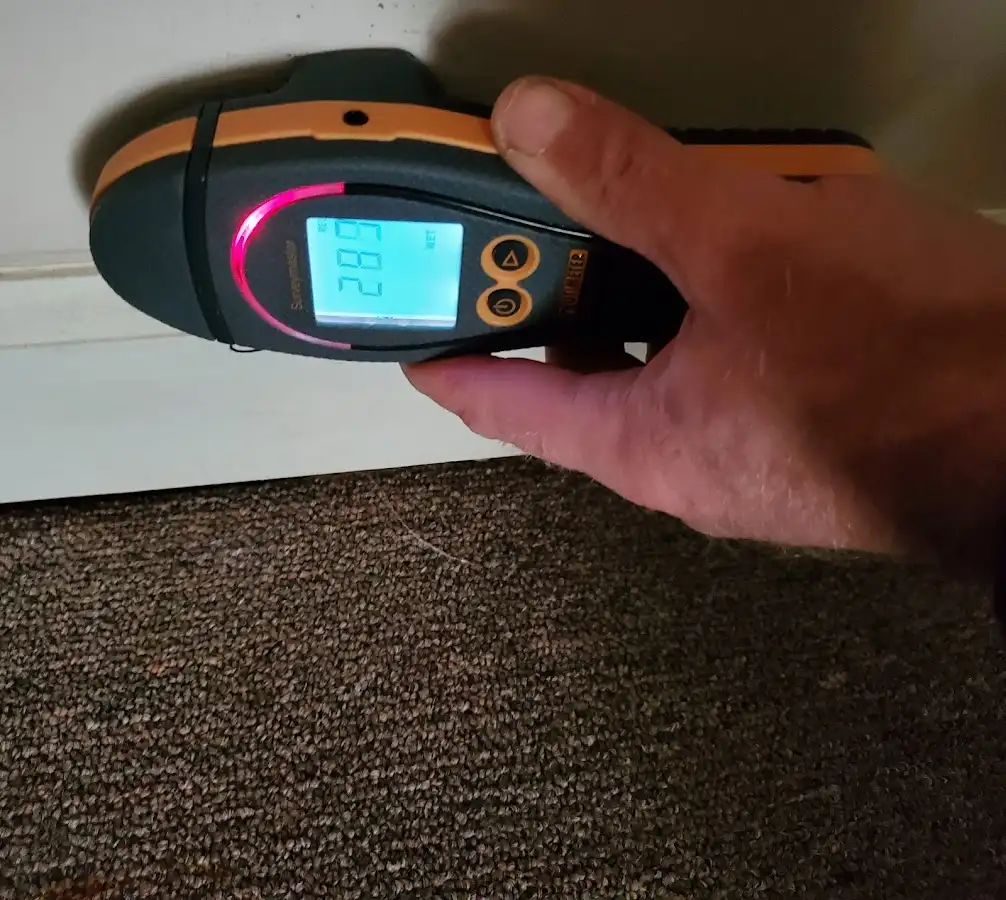 Moisture detection at baseboard during Sewage Cleanup & Sanitation in Claiborne